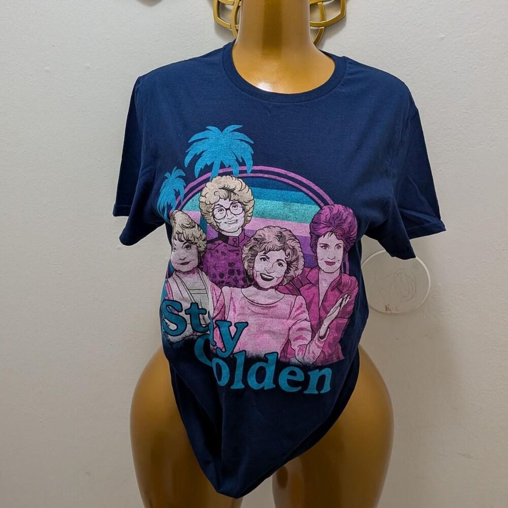 Gildan The Golden Girls Navy Blue Graphic T-Shirt Stay Golden Retro Tee S